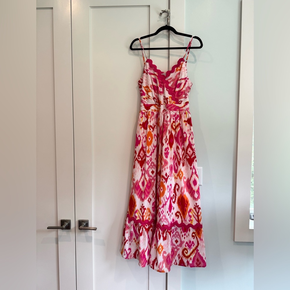 Joy Joy Pink, Red & Orange Patterned Strappy Sundress